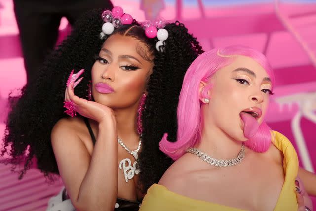 <p>Nicki Minaj/YouTube</p> Nicki Minaj and Ice Spice in the 'Barbie World' music video