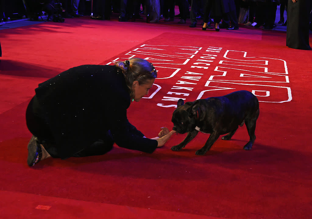 Carrie Fisher mit Gary, der französischen Bulldogge. (Bild: Getty Images)