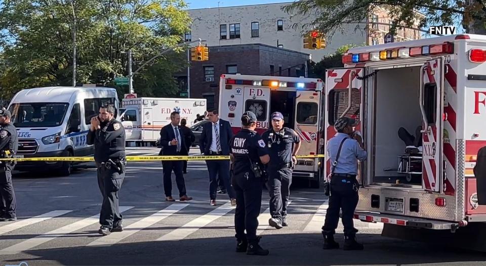 At the scene of where a New York Police Department vehicle collides with pedestrians in the Bronx. Oct. 6, 2022.  / Credit: CBS News