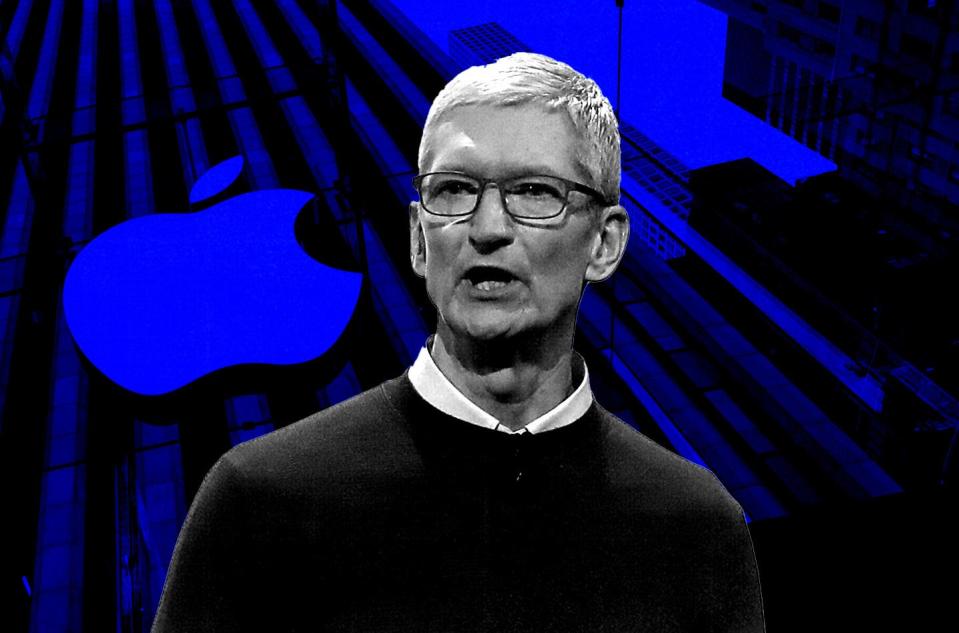 Photo illustration of Tim Cook.