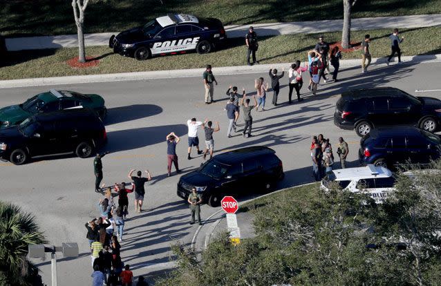 Students were evacuated from Marjory Stoneman Douglas High School. Source: Getty Images