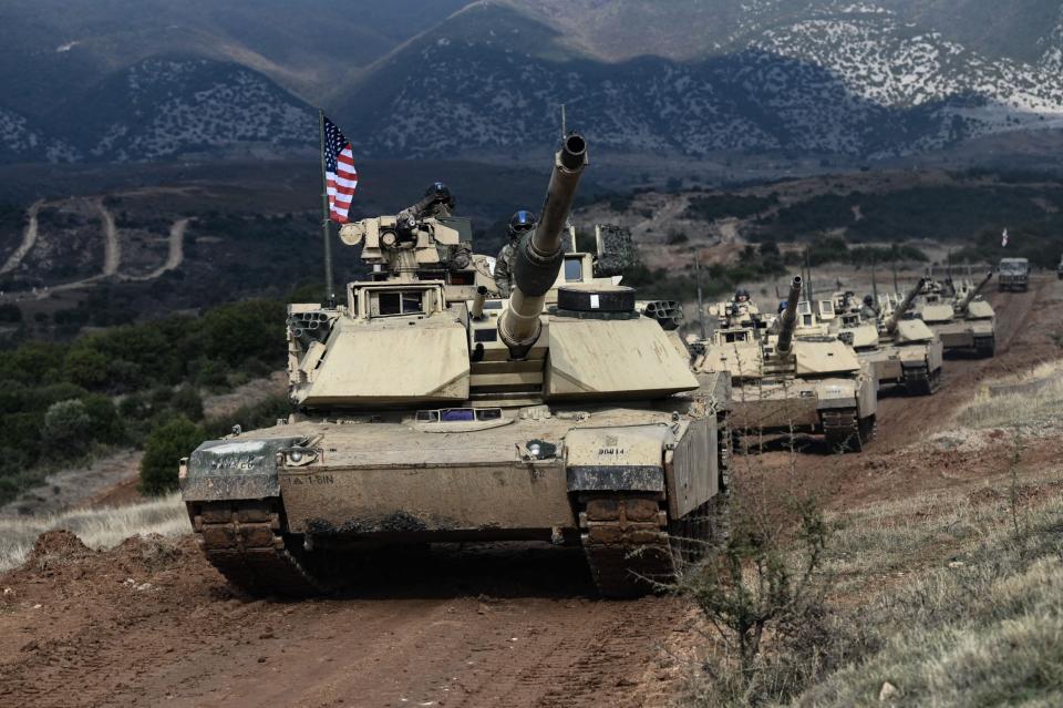 M1 Abrams tanks are assigned to Armor Brigade Combat Teams. (Photo by Sakis MITROLIDIS / AFP) (Photo by SAKIS MITROLIDIS/AFP via Getty Images)