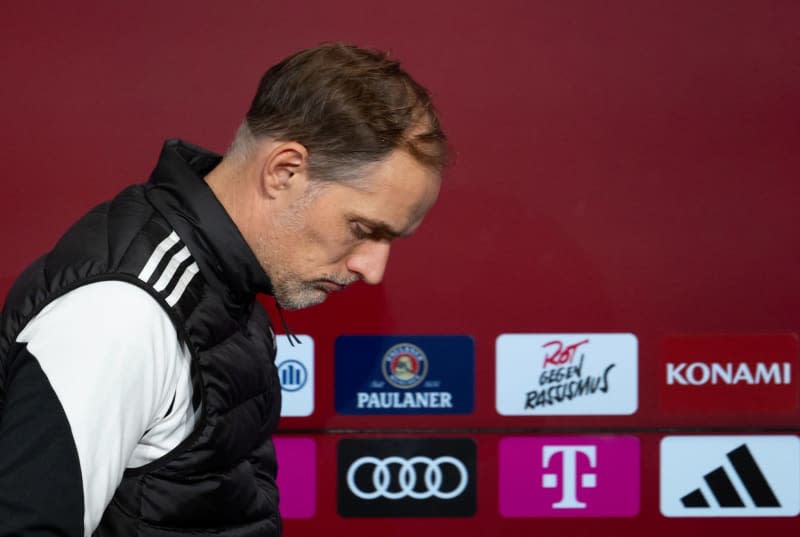 Bayern Munich coach Thomas Tuchel takes part in a press conference following the German Bundesliga soccer match between Bayern Munich and RB Leipzig at Allianz Arena. Sven Hoppe/dpa