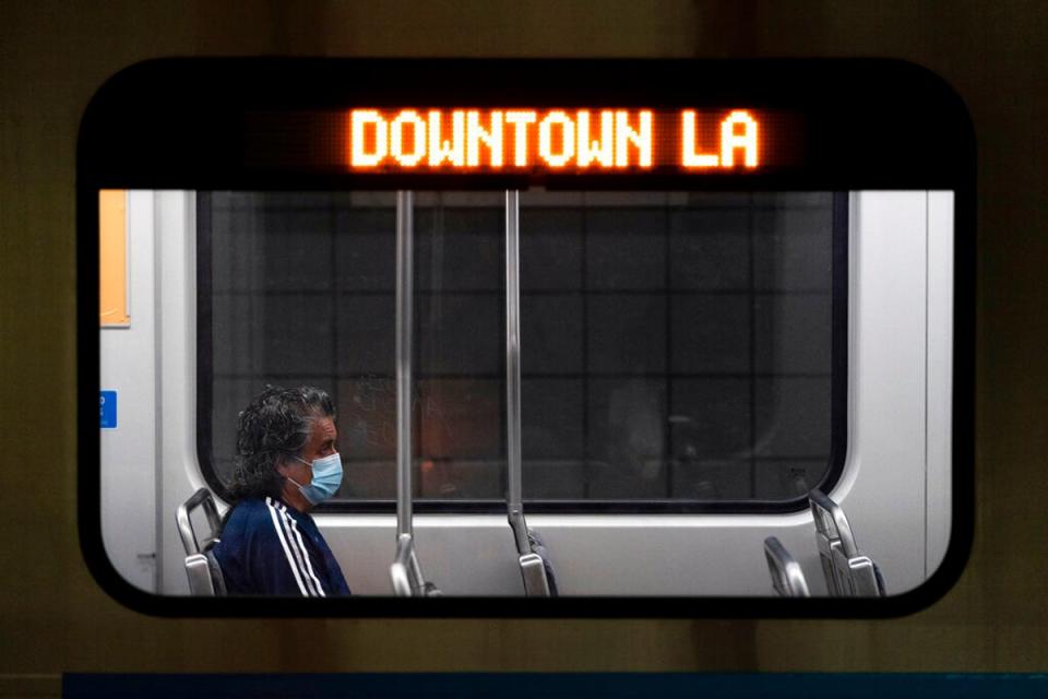 Masks are already required in some indoor areas in Los Angeles County, including transport hubs (AP)