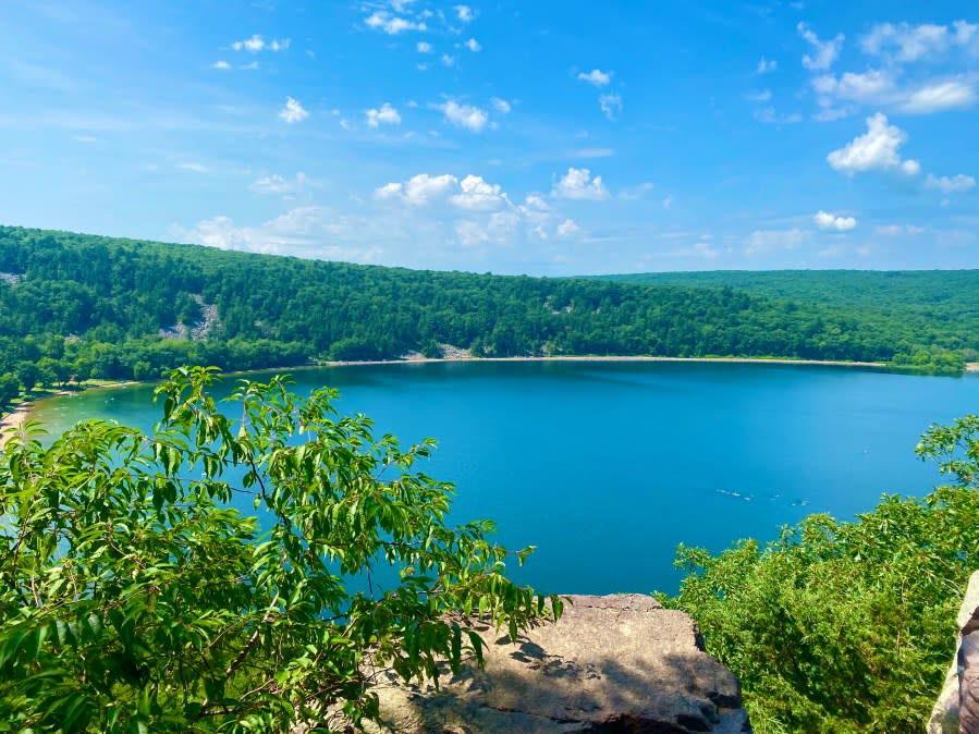 From the trail up to Balanced Rock in Devil’s Lake State Park (Getty)