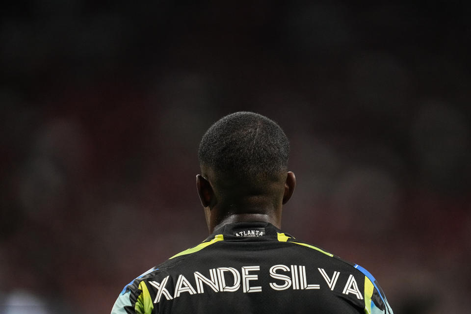 Atlanta United forward Xande Silva (16) moves on the pitch against CF Montréal during the first half of a MLS soccer match, Saturday, Sept. 23, 2023, in Atlanta. (AP Photo/Mike Stewart)