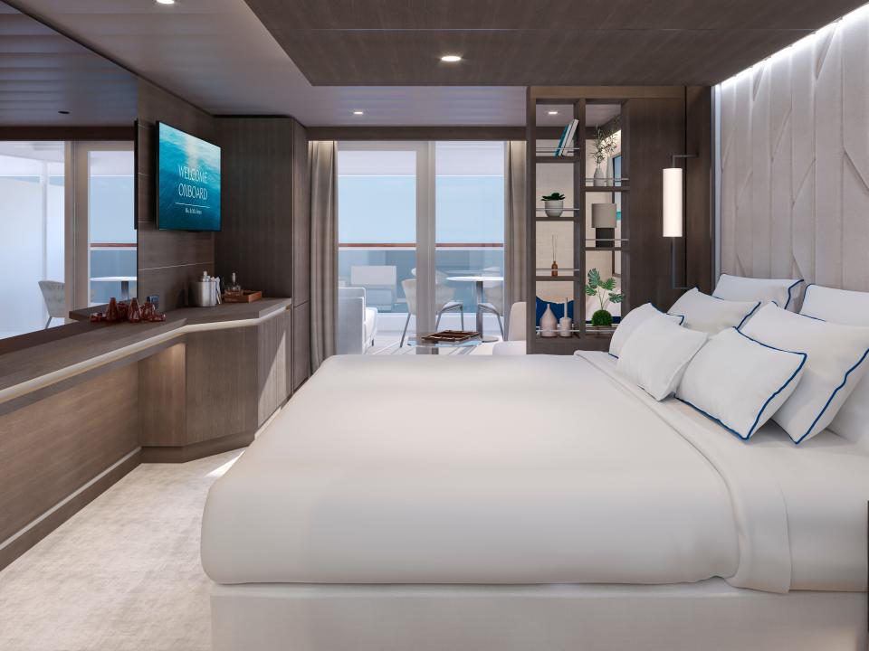 The ship's suites will range from 377 square feet to more than 3,000.