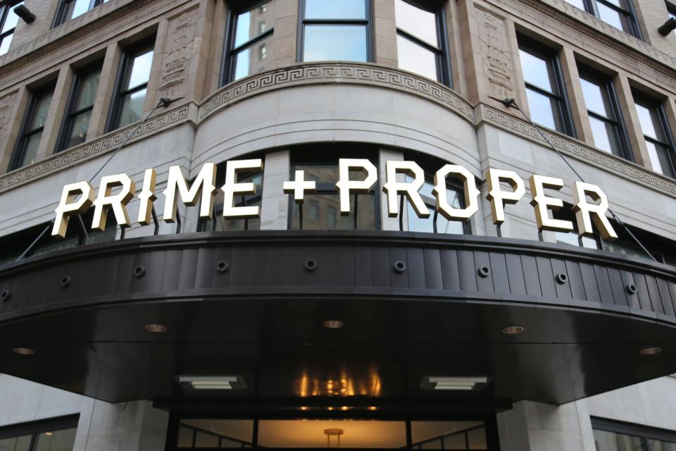 The exterior of Prime + Proper, located at 1145 Griswold St. in downtown Detroit.