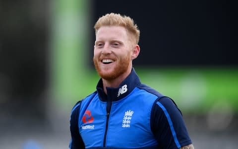 Ben Stokes smiles during England nets - Credit: Getty Images