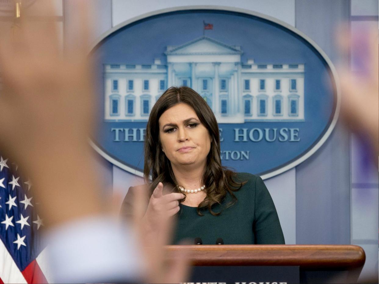 White House Press Secretary Sarah Huckabee Sanders told reporters it was 'highly inappropriate' to question a 4-star General like Chief of Staff John Kelly: AP Photo/Andrew Harnik