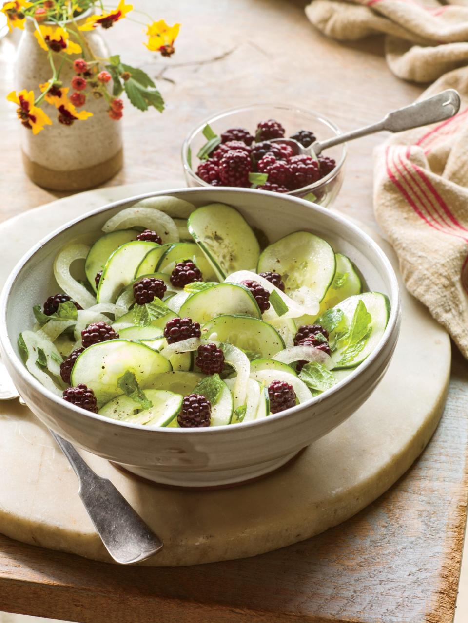 Shaved Cucumber Salad with Pickled Blackberries