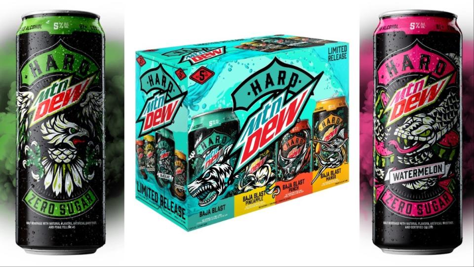 Baja Blast new Hard MTN Dew flavors plus original Mountain Dew and Watermelon
