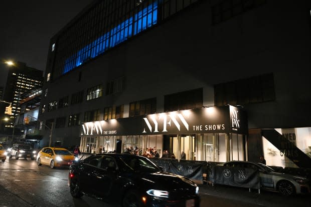 The scene outside of Spring Studios — IMG's New York Fashion Week hub — at night, during the shows. <p>Photo: Bryan Bedder/Getty Images for IMG</p>