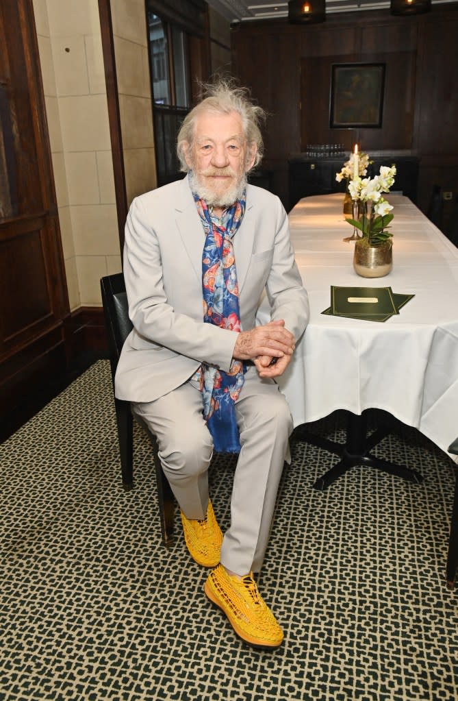 Ian McKellen in London on April 21, 2024. Dave Benett/Getty Images for The Wolseley Hospitality Group