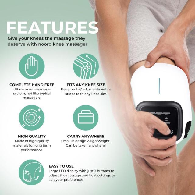 DTOKO Knee Massager Cordless with Nooro Heat Vibration Rechargeable  Electronic and Compression LED Screen Wearable leg massager for circulation