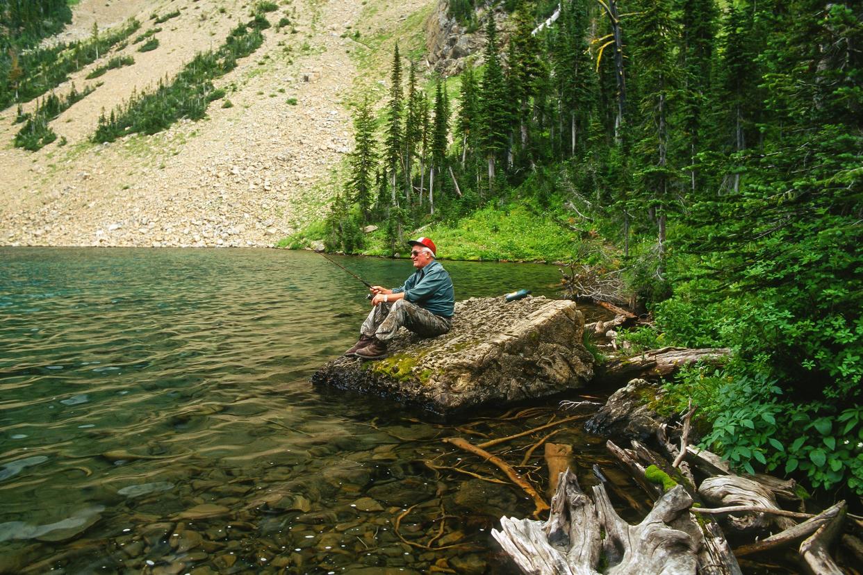 fishing on a mountain lake in Montana