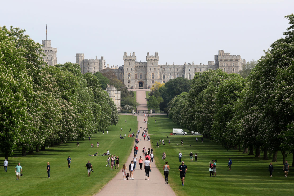 A general view of people on The Long Walk and Windsor Castle