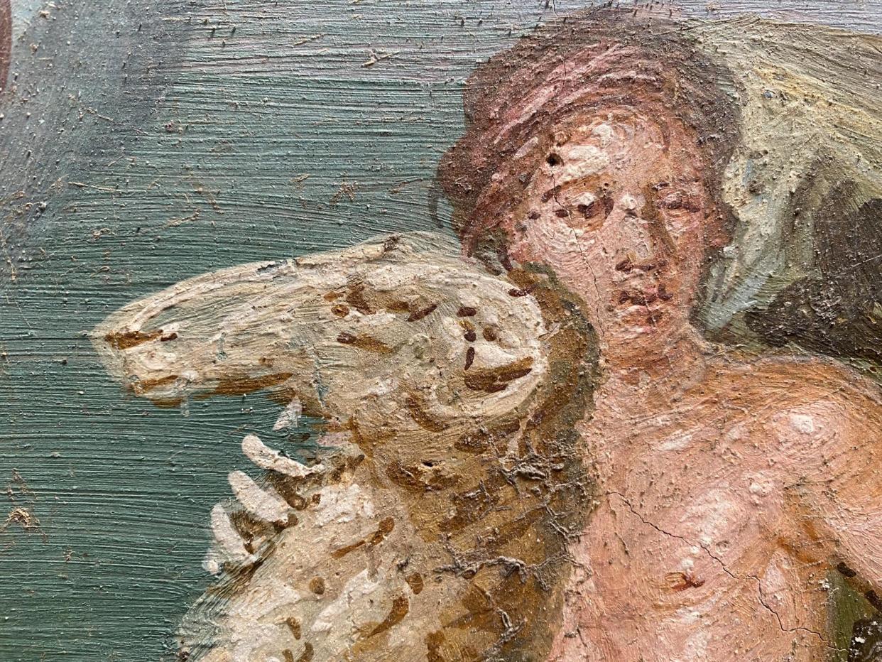 <span>Part of the fresco depicting the Greek mythological siblings Phrixus and Helle.</span><span>Photograph: Pompeii Archaeological Park</span>