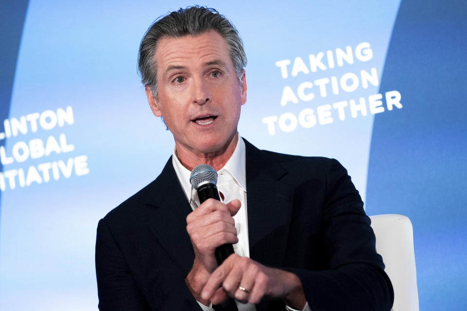 California Gov. Gavin Newsom speaks at the Clinton Global Initiative, Tuesday, Sept. 20, 2022, in New York. (AP Photo/Julia Nikhinson)