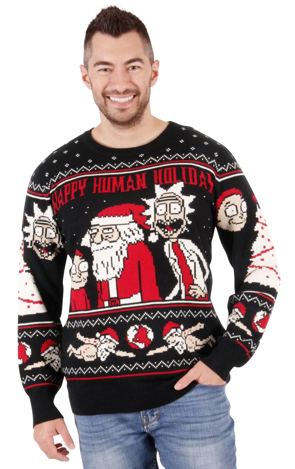 Considering how devoted the "Rick and Morty" fanbase is, I suspect <a href="http://www.uglychristmassweater.com/product/rick-and-morty-happy-human-holiday-ugly-christmas-sweater/" target="_blank">you might be able to sell this</a> for big bucks at any Christmas party you attend.