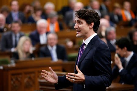 Canada's Prime Minister Justin Trudeau speaks during Question Period in the House of Commons on Parliament Hill in Ottawa, Ontario, Canada, November 30, 2016. REUTERS/Chris Wattie