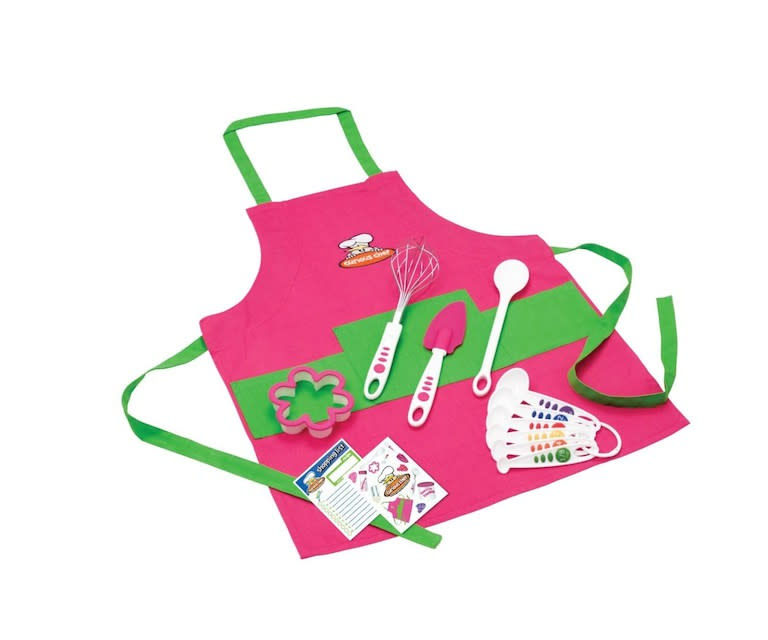 Curious Chef Children's 11-Piece Pink & Green Chef's Kit