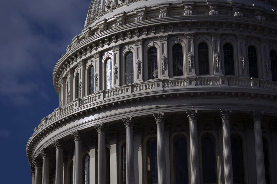 A detail view of the U.S. Capitol Building dome (Graeme Sloan / Sipa USA via AP)