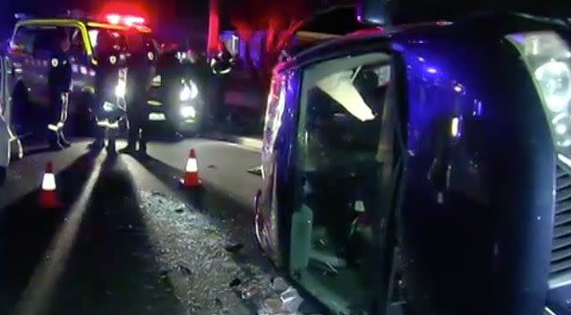 A citizen's arrest was made when two alleged thieves crashed a stolen car and tried to flee the scene. Photo: 7 News