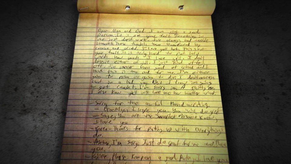 Evidence presented to a grand jury included a letter Brandon Theesfeld wrote on the weekend of Ally Kostial's murder. It was discovered in his apartment. In the letter Brandon wrote, 