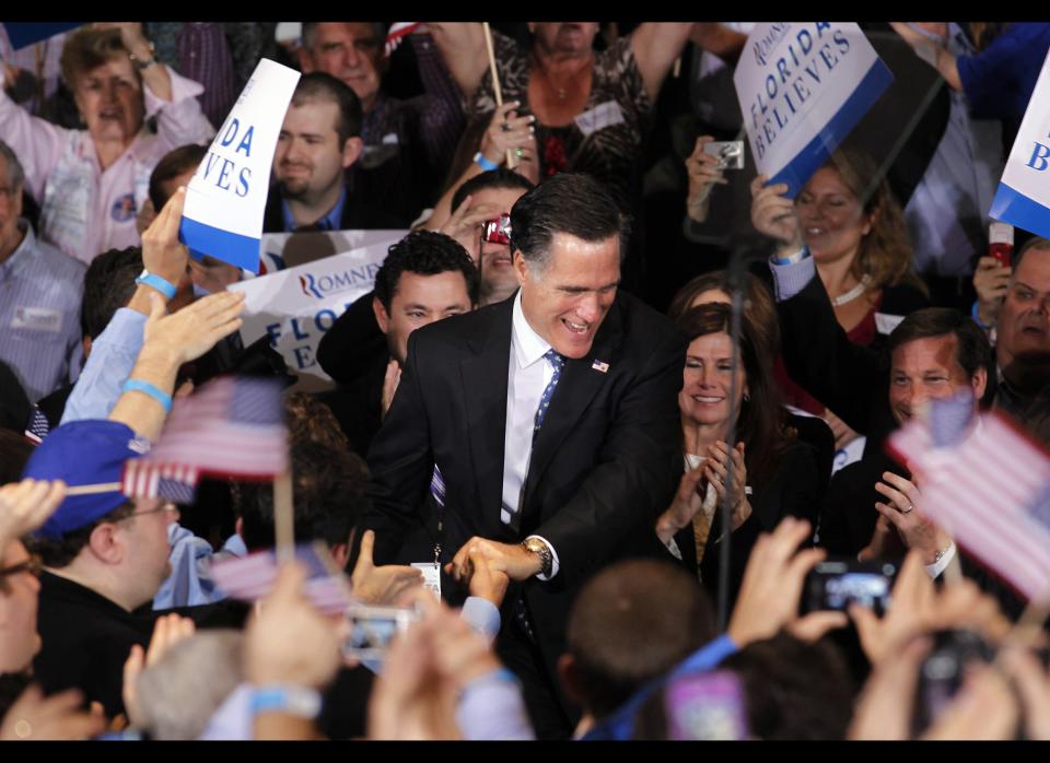After a big win in the Florida primary, Mitt Romney headed west to keep the momentum rolling. Polls show the former governor with a commanding lead in <a href="http://www.lvrj.com/news/romney-poised-to-roll-poll-shows-138551749.html" target="_hplink">Nevada</a>, while rival Newt Gingrich continues to slip.     The morning after his victory in Florida, the former governor hit a bit of a snag when he continued a streak of poorly phrased remarks that call attention to his time at Bain Capital. During an interview with CNN, Romney said that he's<a href="http://www.huffingtonpost.com/2012/02/01/mitt-romney-very-poor_n_1246557.html" target="_hplink"> "not concerned about the very poor,"</a> a line that <a href="http://www.huffingtonpost.com/2012/02/02/mitt-romney-concerned-poor-people-newt-gingrich-rick-santorum_n_1250341.html" target="_hplink">other candidates</a> quickly jumped on. 