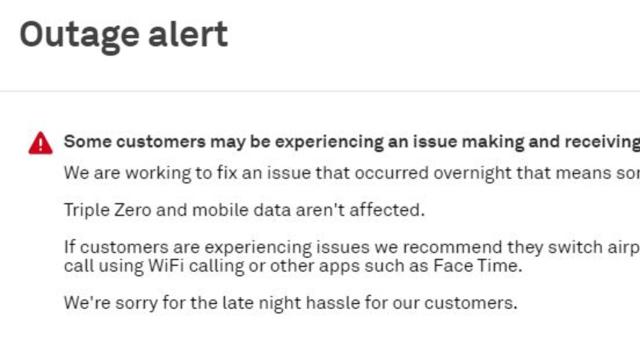 Outage alert at Telstra. Picture Telstra.JPG