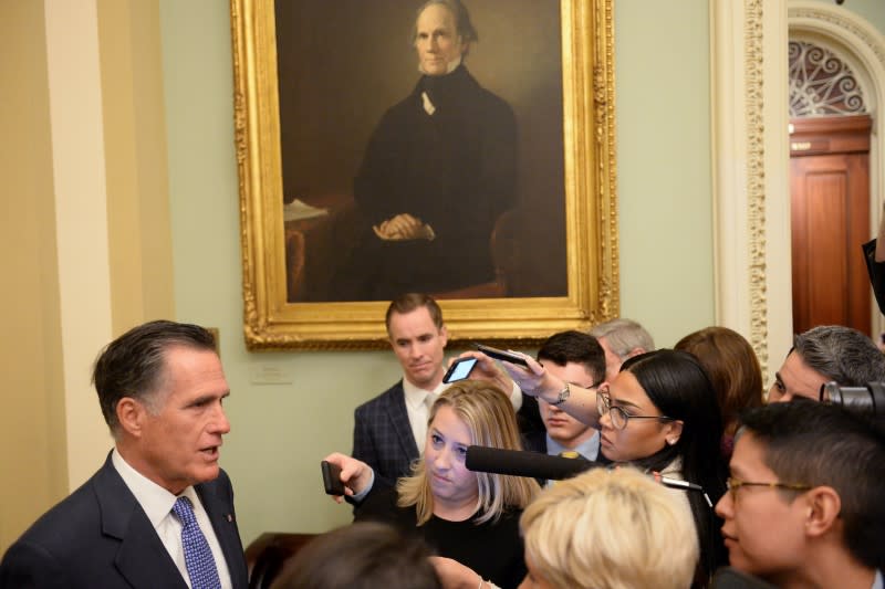 U.S. Senator Mitt Romney (R-UT) speaks to reporters before the start of the Senate impeachment trial of U.S. President Donald Trump in Washington