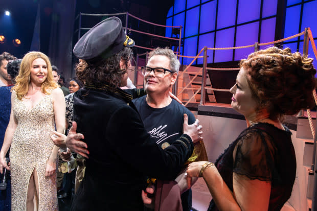 Rose and Darienne that on the stage of Titanique while the cast looks on<p>Titanique/Rebecca J Michelson</p>