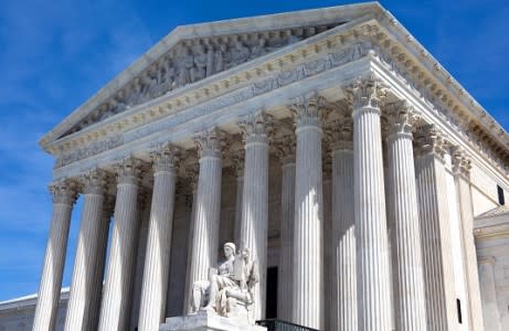 The facade of the United States Supreme Court building in Washington, D.C.