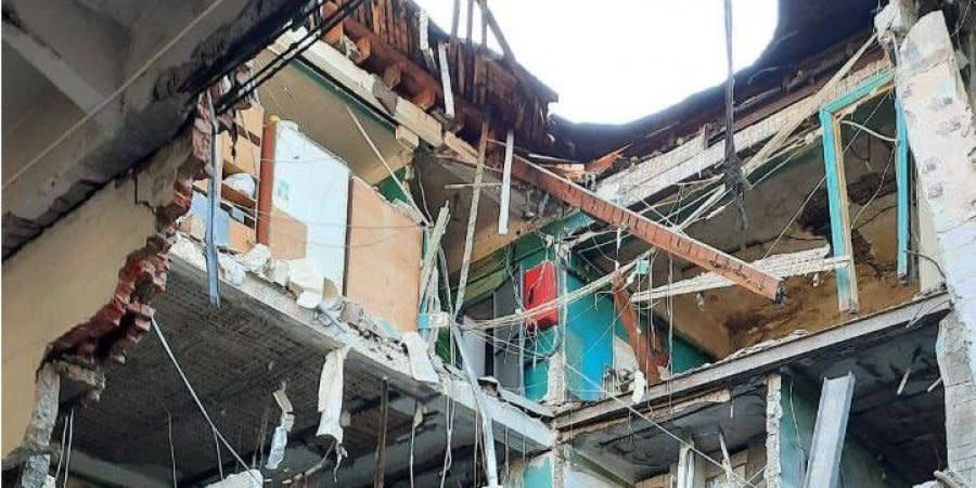 A hostel in Kharkiv destroyed by Russian missiles