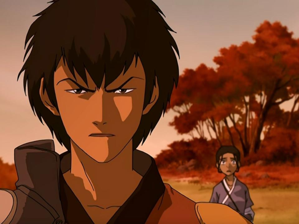 jet in the avatar cartoon, with a worried katara standing behind him