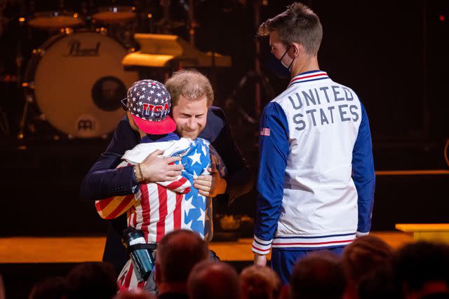 <p>P van Katwijk/Getty Images</p> Prince Harry attends the closing ceremony of the Invictus Games in The Hague, Netherlands in 2022