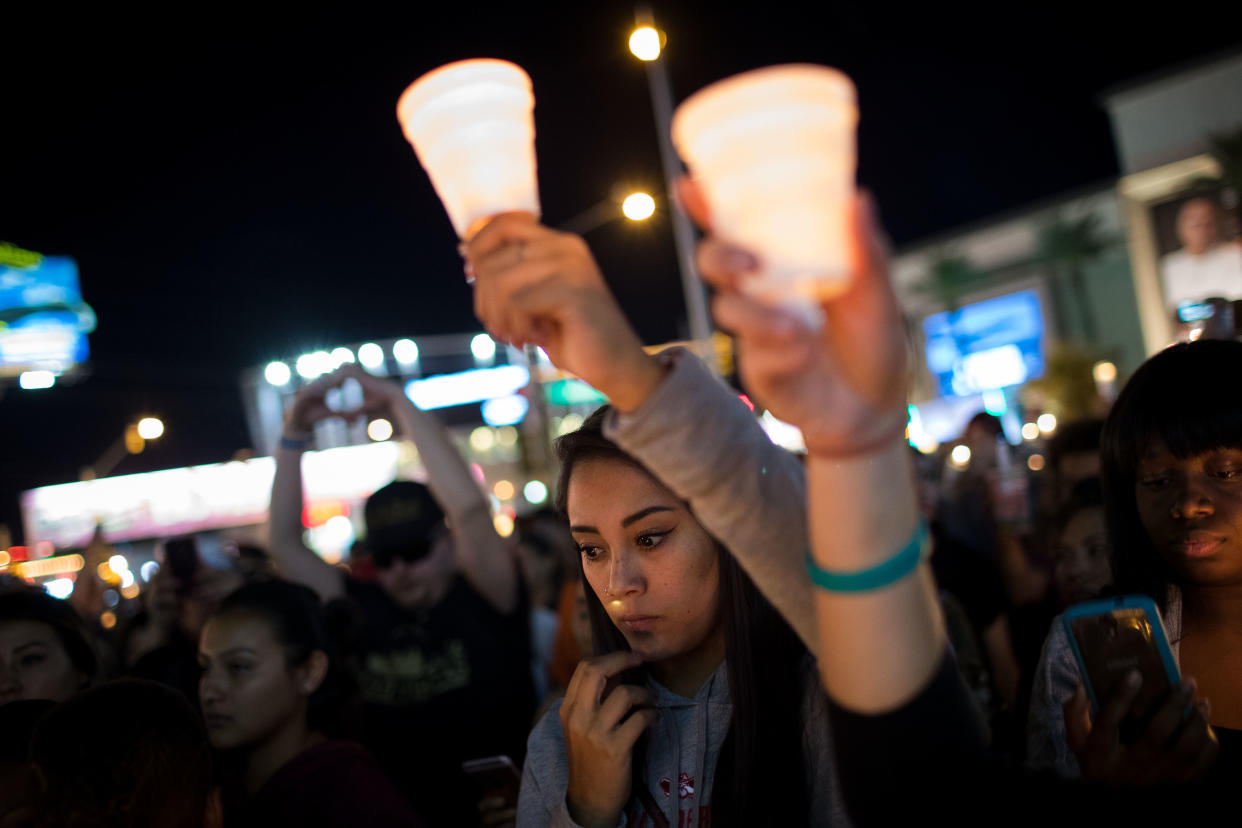 A vigil is held for the 59 who died in the Las Vegas shooting - Getty Images