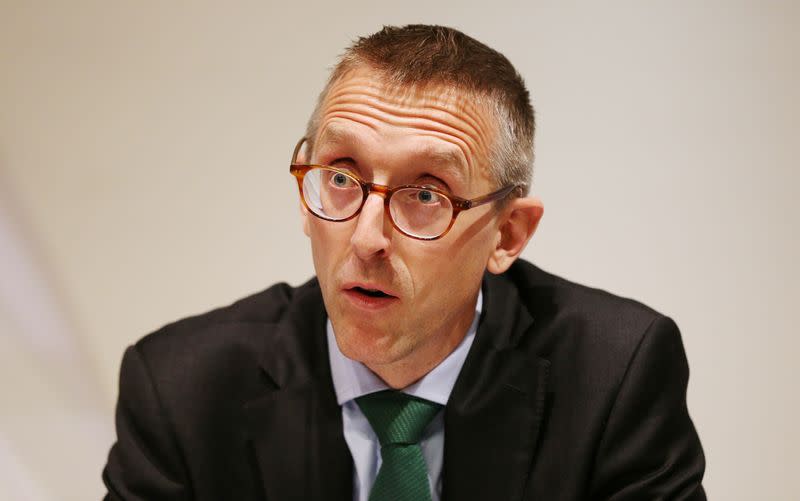 Britain's Deputy Governor for Prudential Regulation and Chief Executive Officer of the Prudential Regulation Authority Sam Woods speaks during the Bank of England's financial stability report at the Bank of England in the City of London