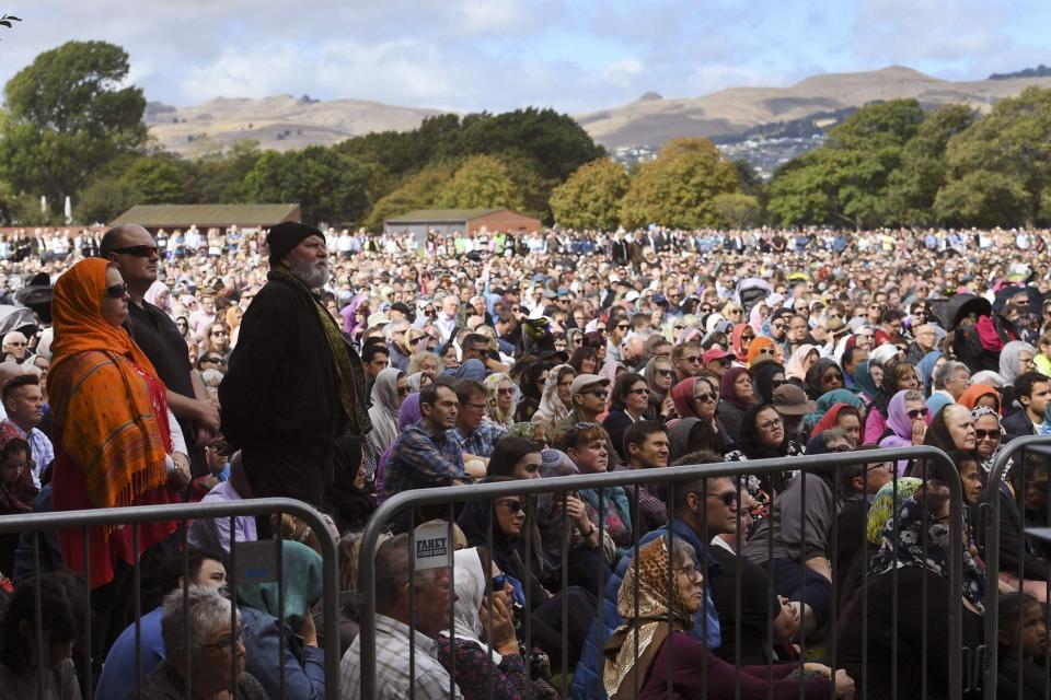 Two minutes of silence for victims of the twin mosque massacre at Hagley Park (AFP/Getty Images)