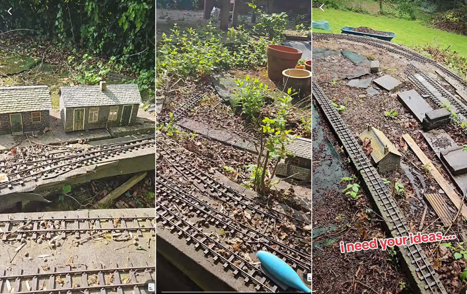 Lauren has since asked her followers on TikTok for suggestions on how she should restore the model railway to its former glory.  (TikTok/Lauren Grundy)