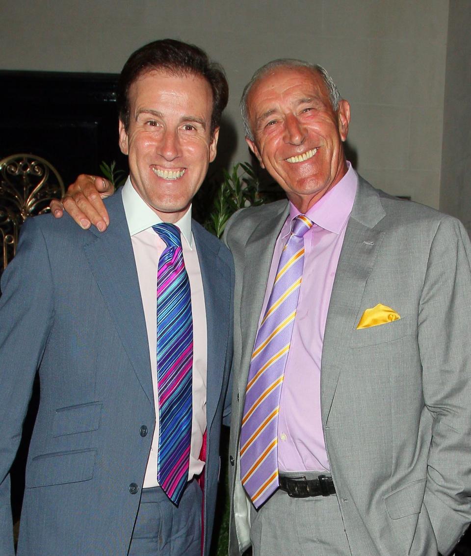 anton du beke and len goodman leave scotts restaurant in london