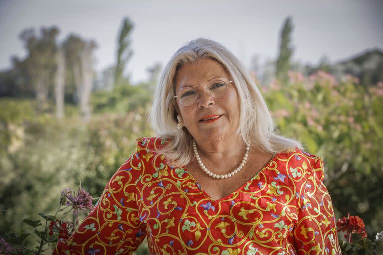 Elisa Carrió, en su casa de Capilla del Señor, donde recibió a LA NACION.