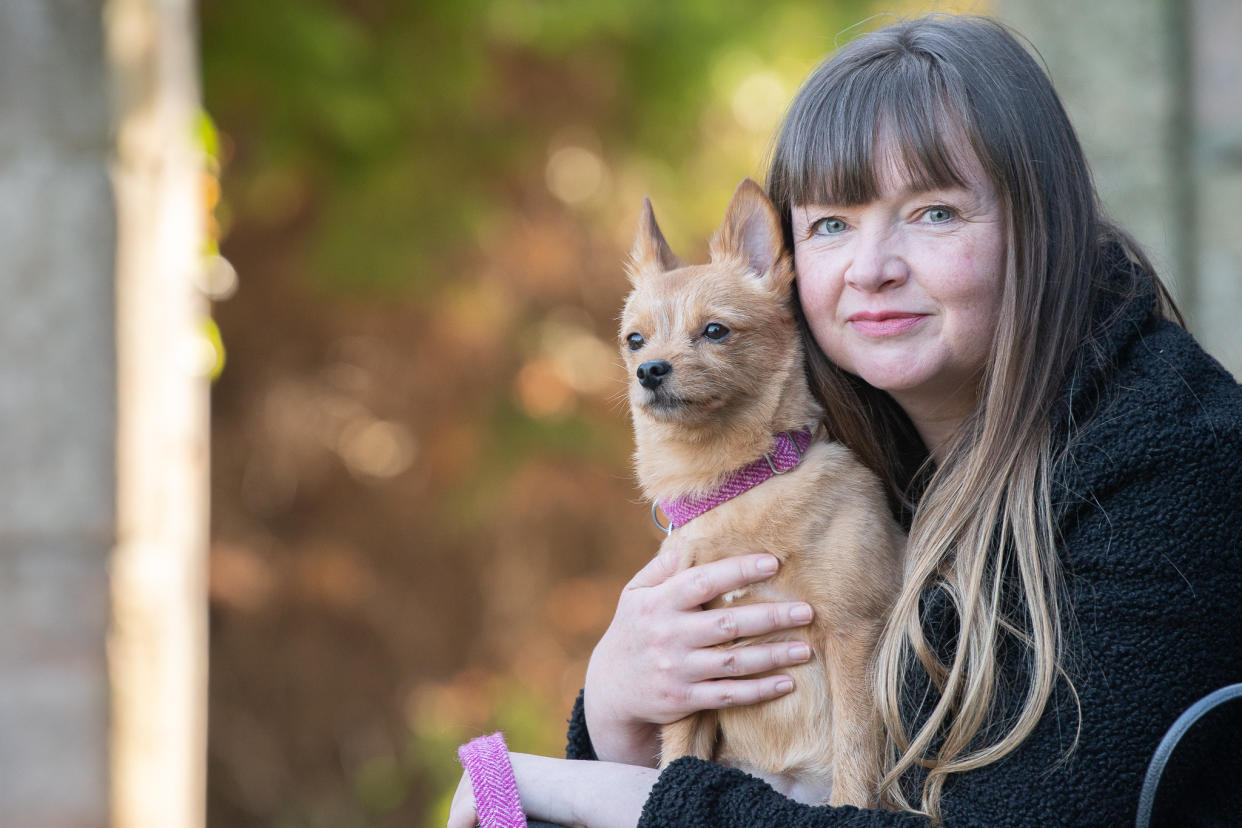 Pet bereavement counsellor Wendy Andrew with her dog Miss Pixie (The Faithful Hound Photography)