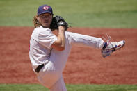 United States' Scott Kazmir pitches in the second inning of a baseball game against the Dominican Republic at the 2020 Summer Olympics, Wednesday, Aug. 4, 2021, in Yokohama, Japan. (AP Photo/Sue Ogrocki)