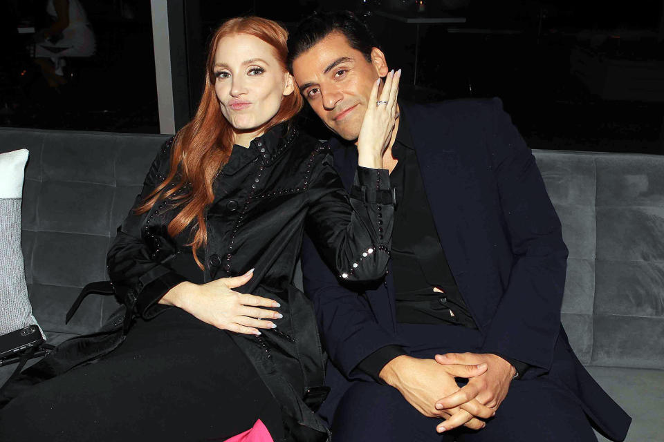 <p>Jessica Chastain and Oscar Isaac cozy up at the <em>Scenes From a Marriage</em> finale screening in N.Y.C. on Oct. 10.</p>