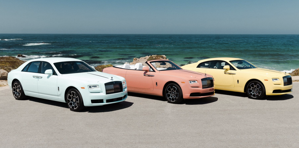 rolls royce pastel collection during monterey car week