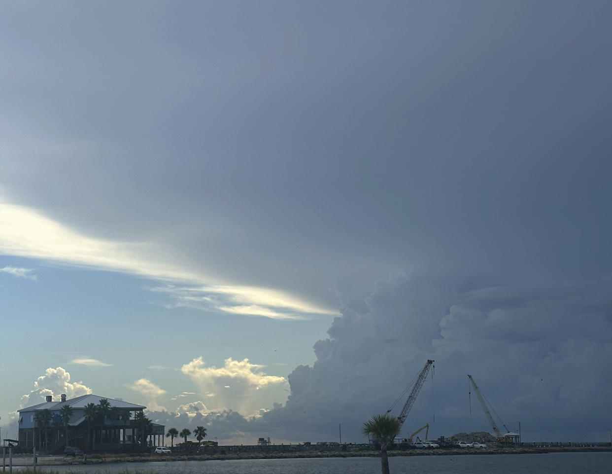 Weather begins to form from Tropical Storm Francine on the Harrison County Beaches in Pass Christian, Miss. Monday, Sept. 9, 2024. (Hunter Dawkins/The Gazebo Gazette via AP)