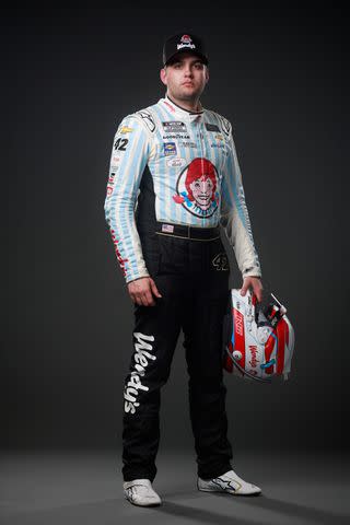 <p>Jared C. Tilton/Getty Images</p> NASCAR driver Noah Gragson poses for a photo