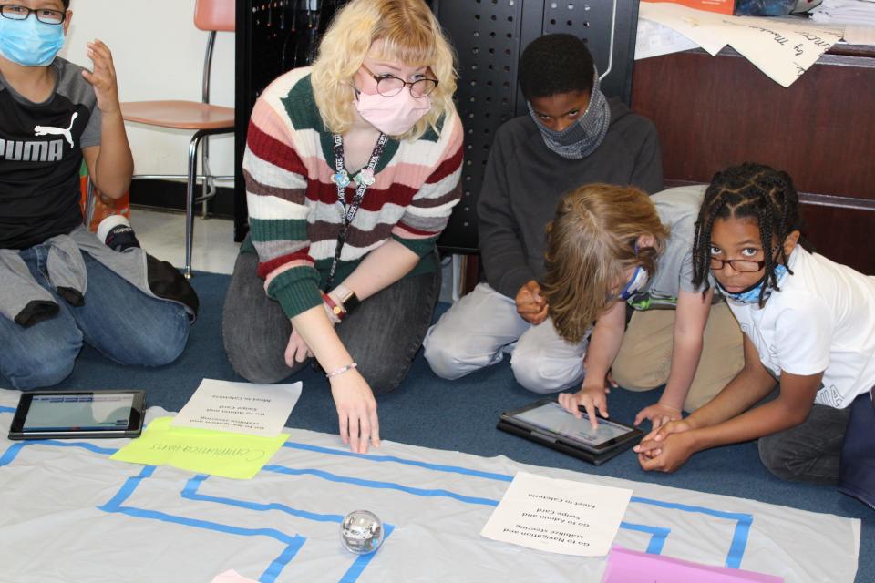 Tennessee Tech University student, second from left, helped with Willow Brook elementary students Joe Flores Perez, from left, Torin Montgomery, Tristan Hertwig, and Malachi Barganier for the annual Fall into STEM on Wednesday, Nov. 17.